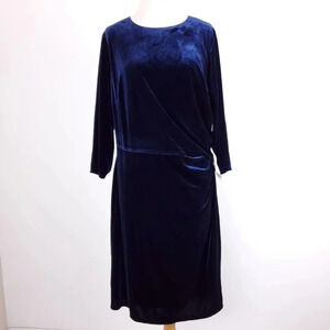 Eliza J Velvet Sheath Cocktail Dress in Navy 14W